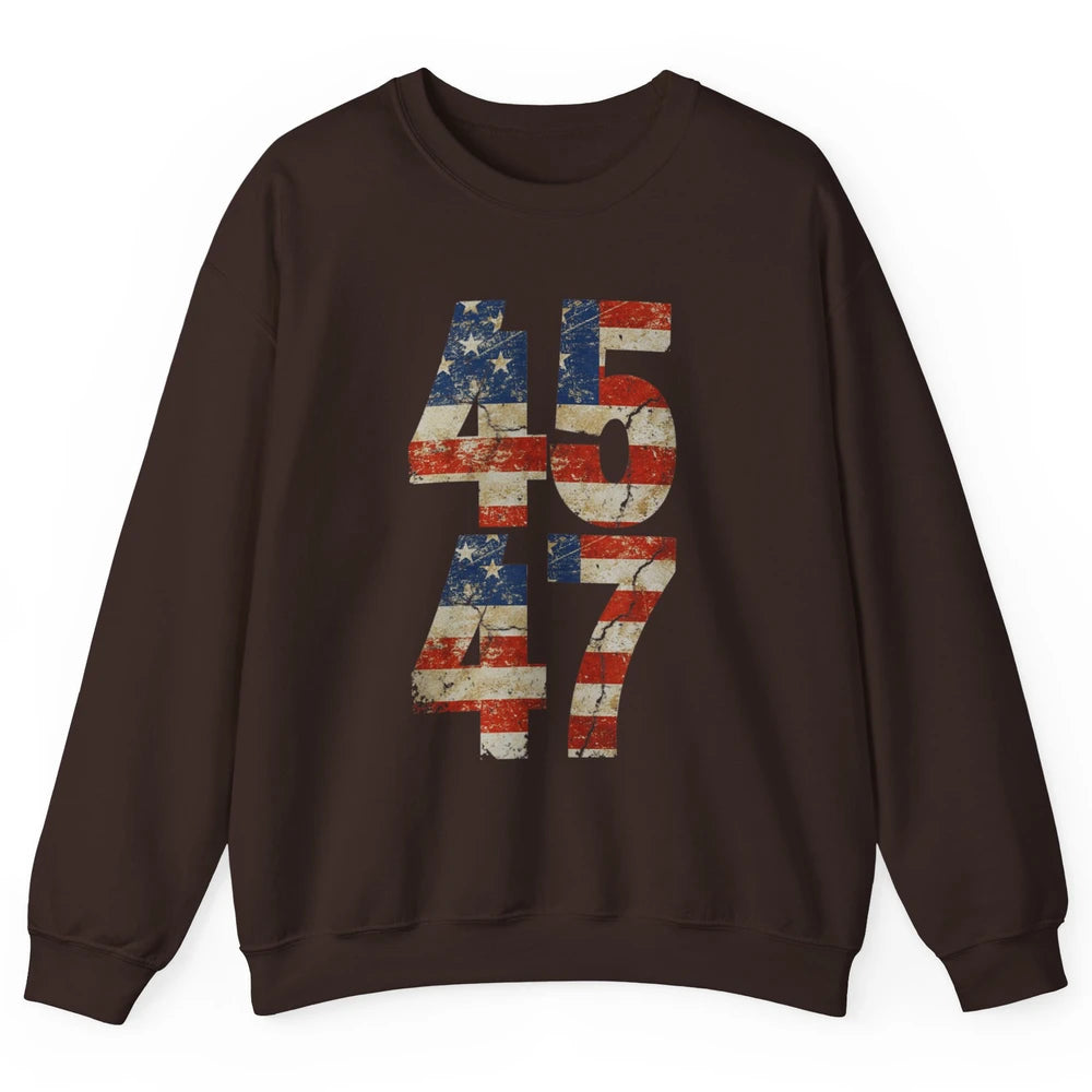 Retro 45 47 Vote Donald Trump Save America Again Republican Unisex Crewneck Sweatshirt