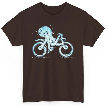 Funny Octopus Riding Bicycle Retro Marine Sea Creature Bike Classic Unisex T-Shirt