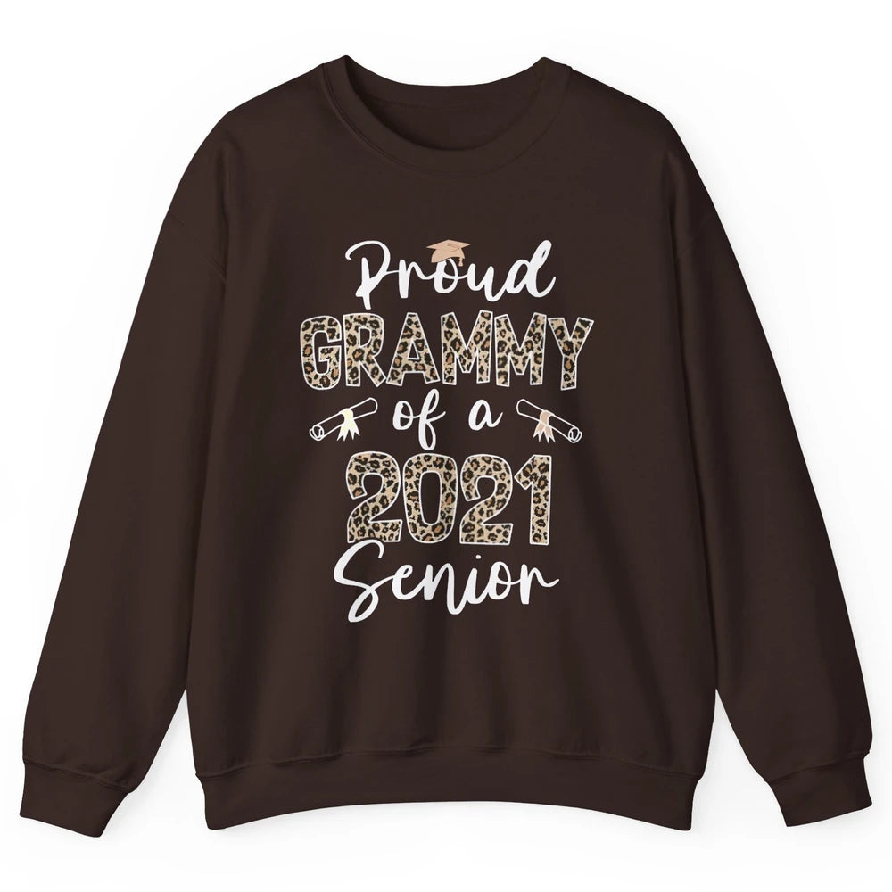Proud Grammy Of A 2021 Senior Senior 2021 Grad Party Leopard Unisex Crewneck Sweatshirt