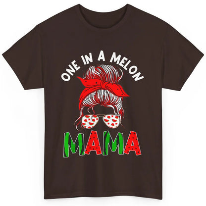 One In A Melon Mama Messy Bun Watermelon Summer Fruit Mother Classic Unisex T-Shirt
