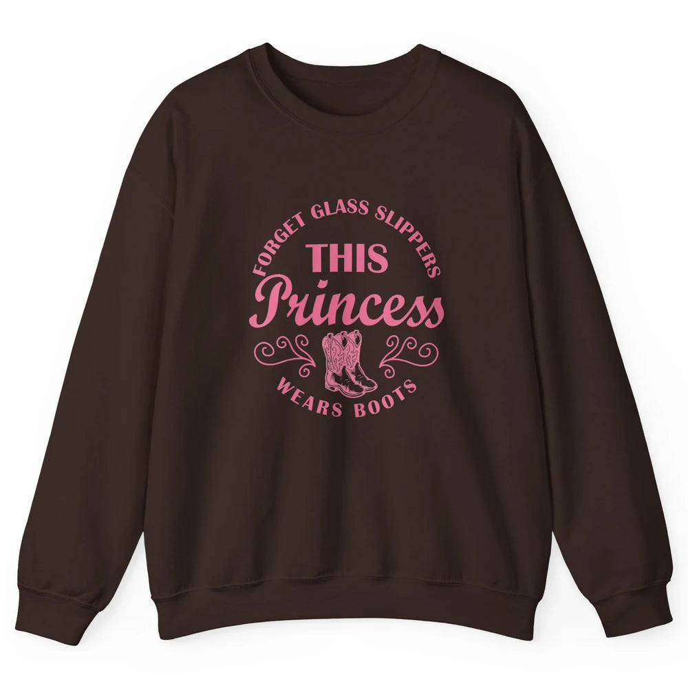 Princess Cowboy Boots Western Country Cowgirl Girls Rodeo Unisex Crewneck Sweatshirt