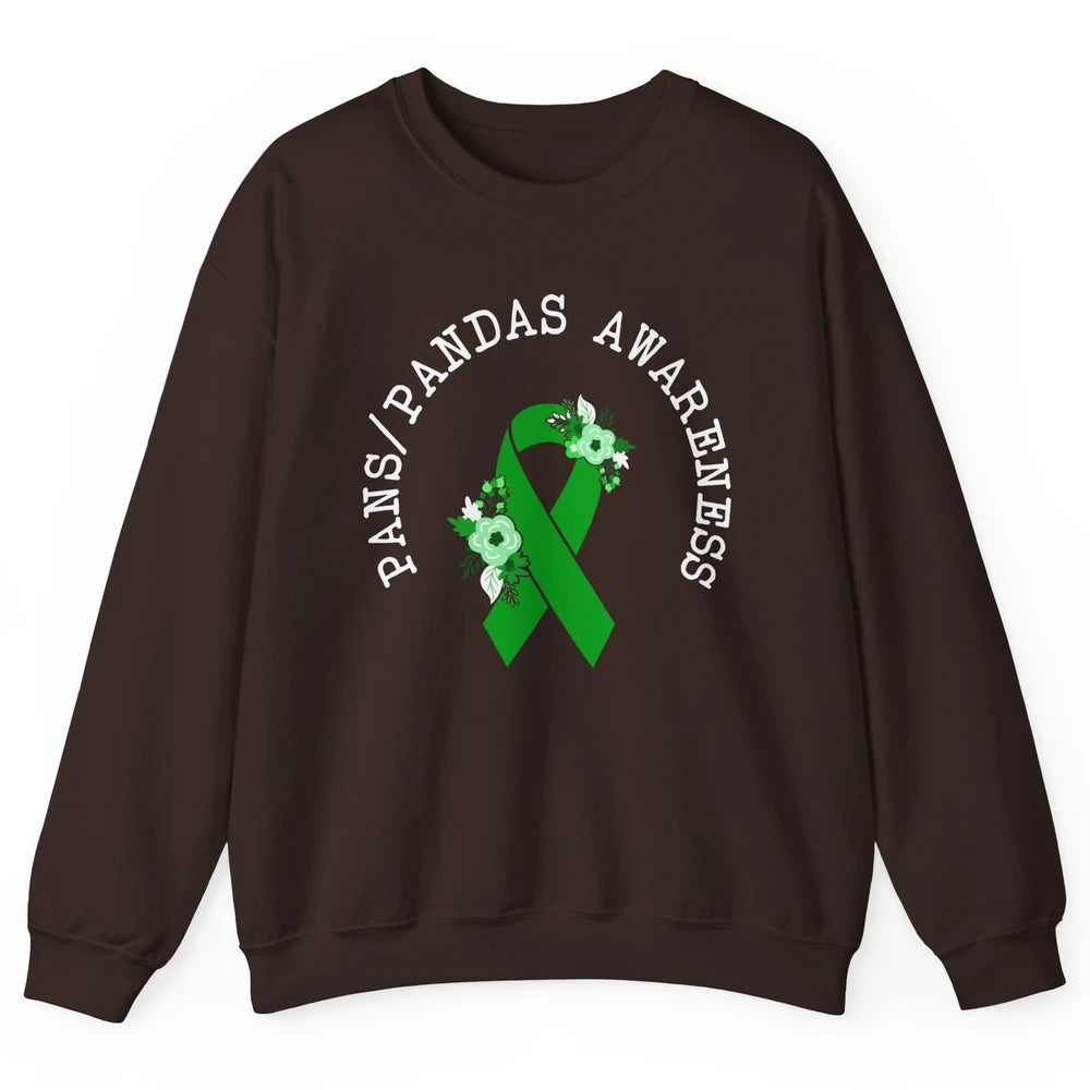 PANS/PANDAS Awareness Floral Green Ribbon Pans Disease Unisex Crewneck Sweatshirt