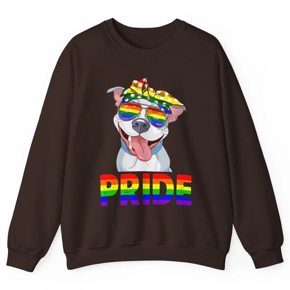 Pitbull Pride Dog Mom LGBT Gay Pride Month Unisex Crewneck Sweatshirt