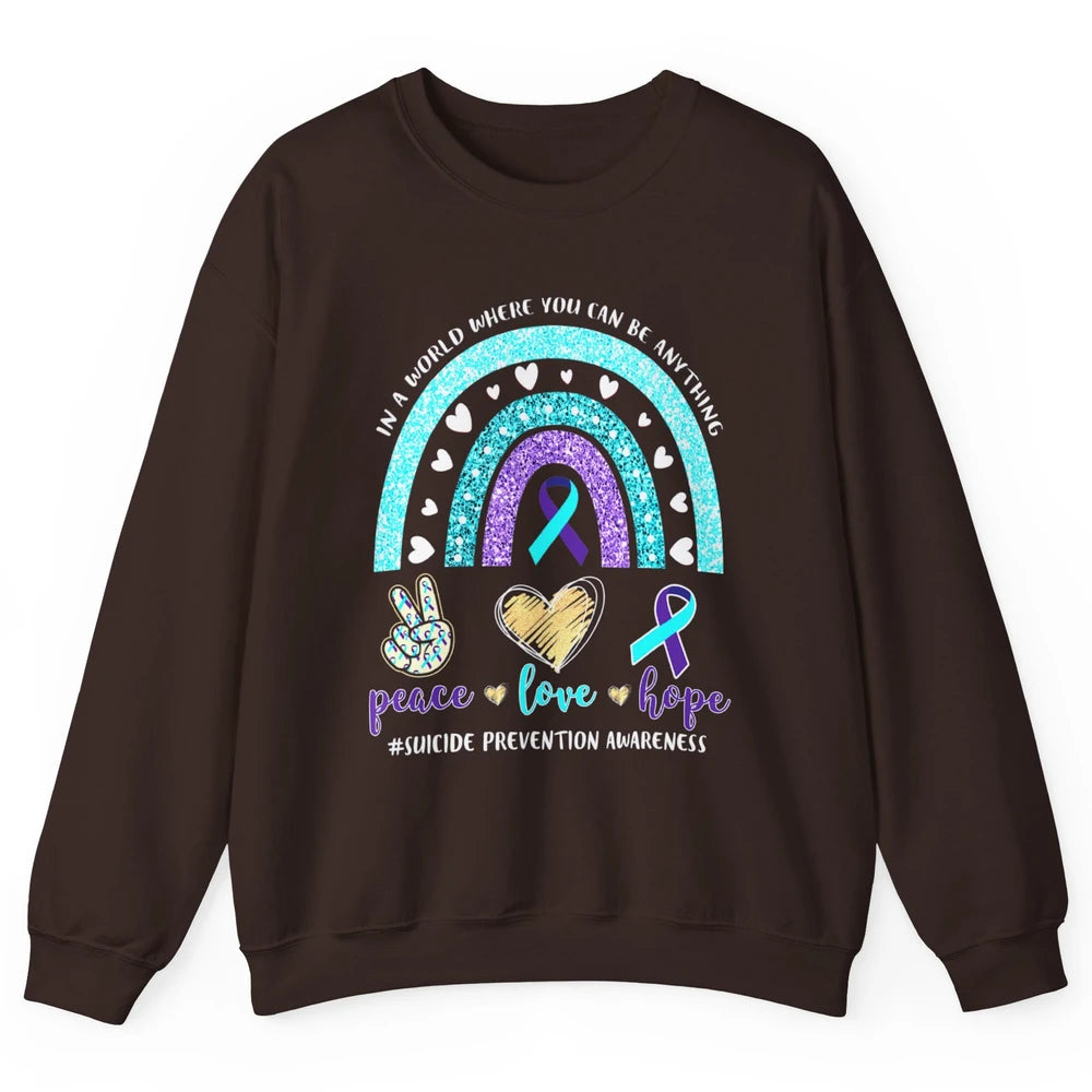 Peace Hope Love Rainbow Suicide Prevention Awareness Month Unisex Crewneck Sweatshirt