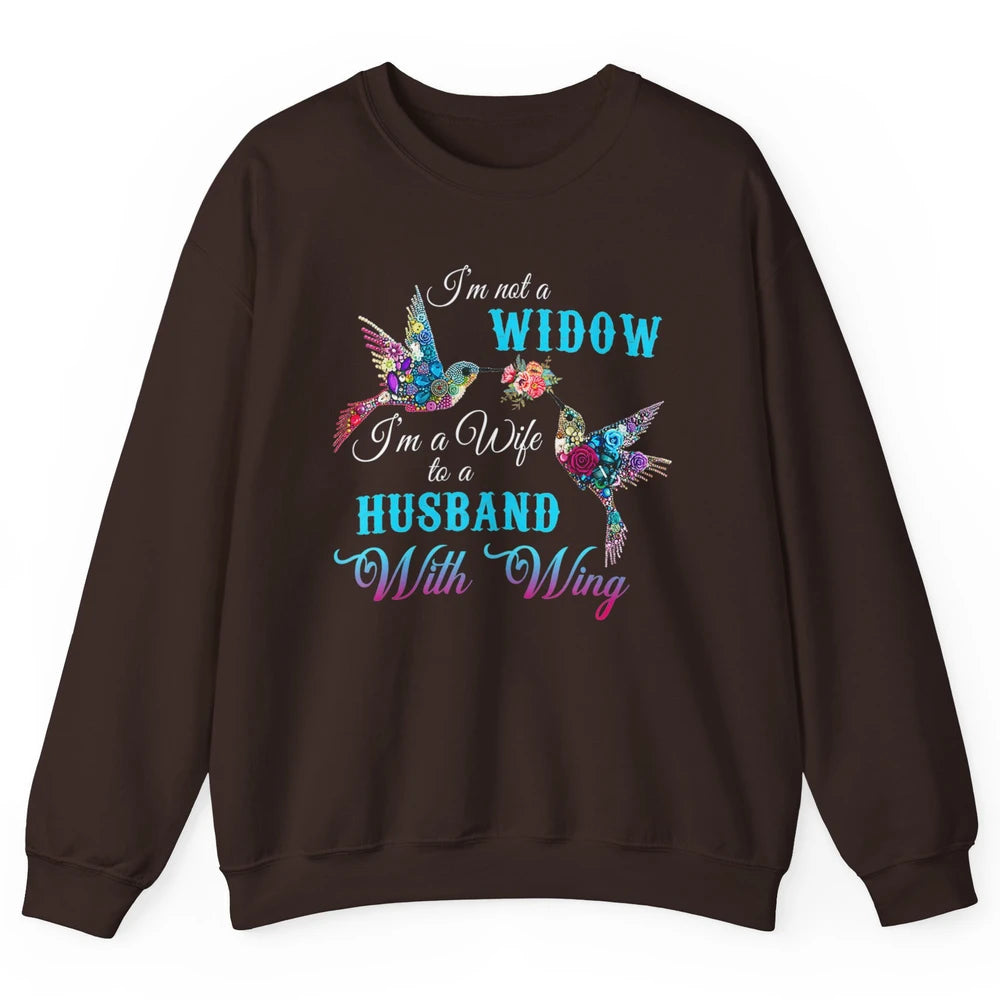 Not Widow Wife Of Husband In Heaven Angel With Wings Birds Unisex Crewneck Sweatshirt