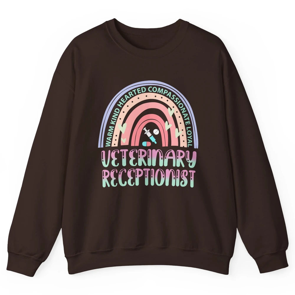 Pink Rainbow Veterinarian Receptionist Dog Recue Dog Mom Unisex Crewneck Sweatshirt