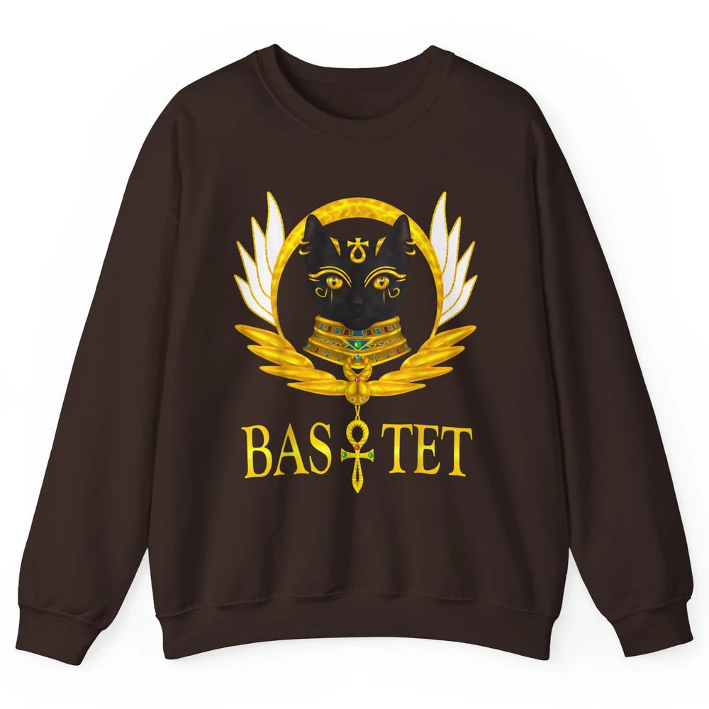 Retro Ancient Egyptian Cat Egypt Goddess Bastet Wings Horus Unisex Crewneck Sweatshirt