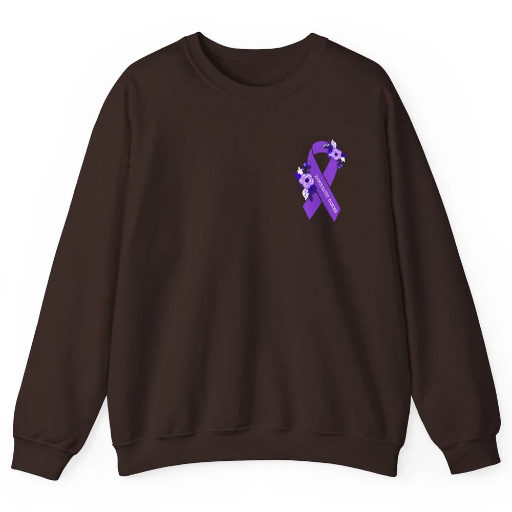 Pancreatic Cancer Awareness Floral Purple Ribbon Rainbow Unisex Crewneck Sweatshirt