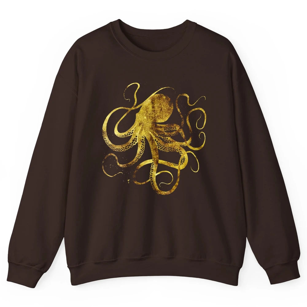 Octopus Japanese Calligraphy Gyotaku Traditional Art Print Unisex Crewneck Sweatshirt