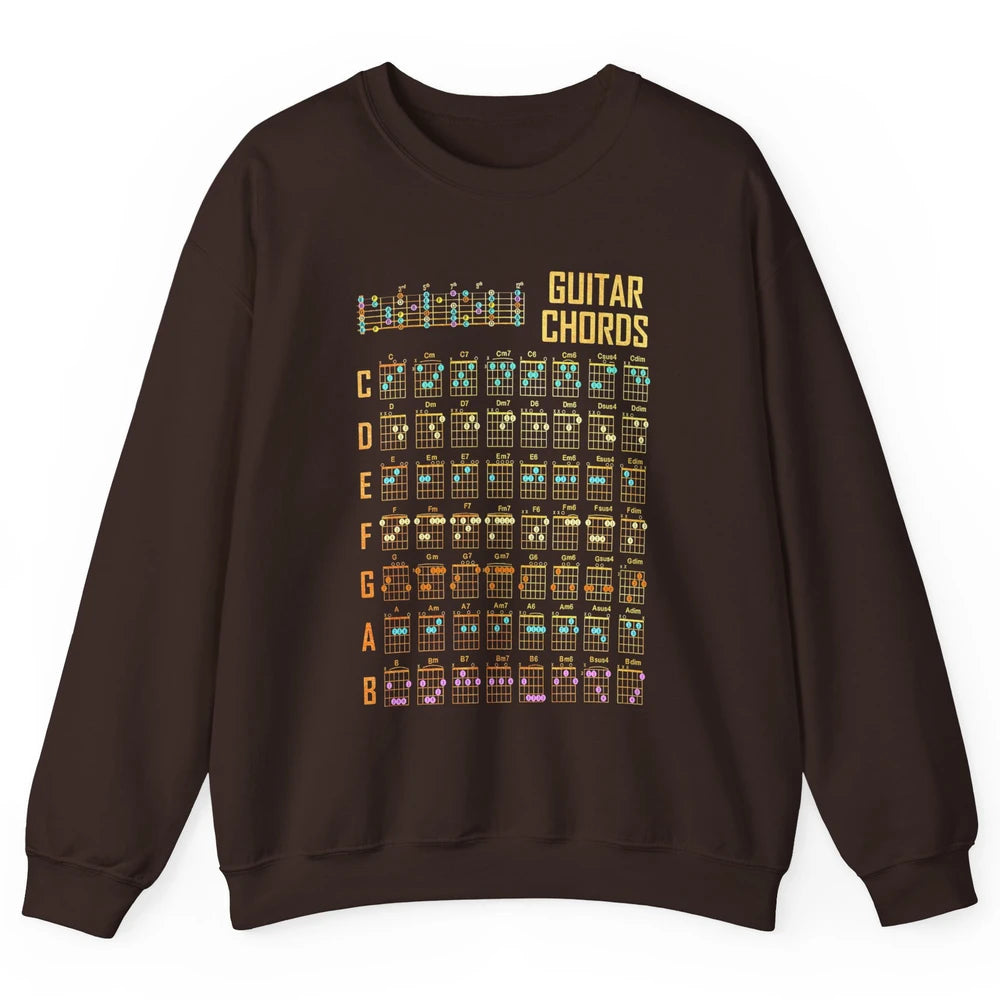 Music Art Guitar Chords Retro Guitarist Play Guitar Musician Unisex Crewneck Sweatshirt