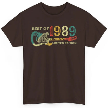 Retro 1989 Electric Guitar Birthday Guitarist Vintage 80s Classic Unisex T-Shirt