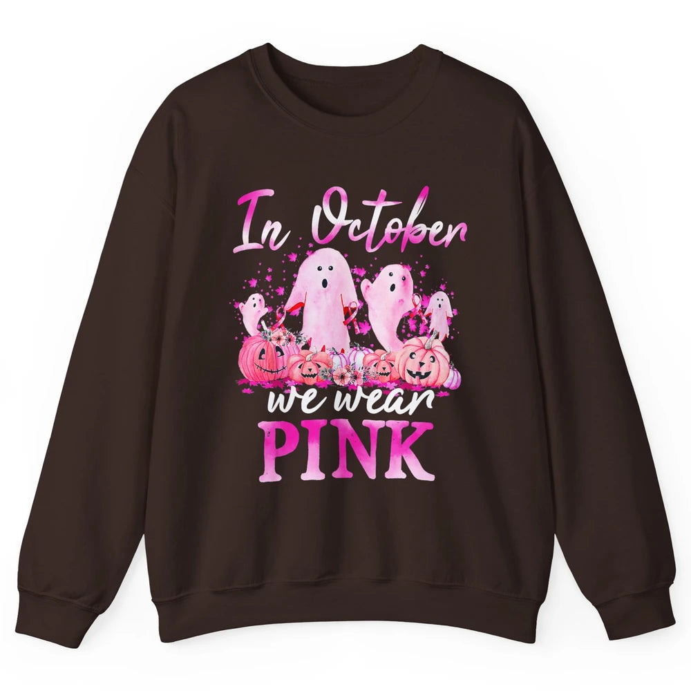 October Wear Ghost Boo Pink Ribbon Breast Cancer Awareness Unisex Crewneck Sweatshirt