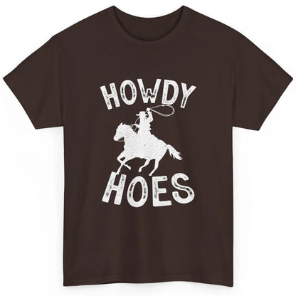 Retro Howdy Hoes Funny Cowboy Riding Horse Vintage Western Classic Unisex T-Shirt