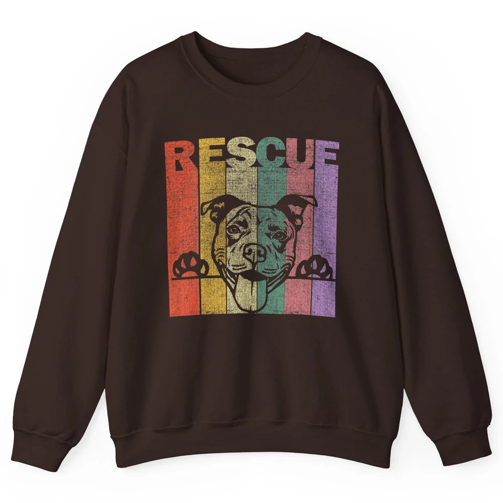 Rescue Dog Pitbull Puppy Adopt Vintage Funny Pet Rescuer Mom Unisex Crewneck Sweatshirt