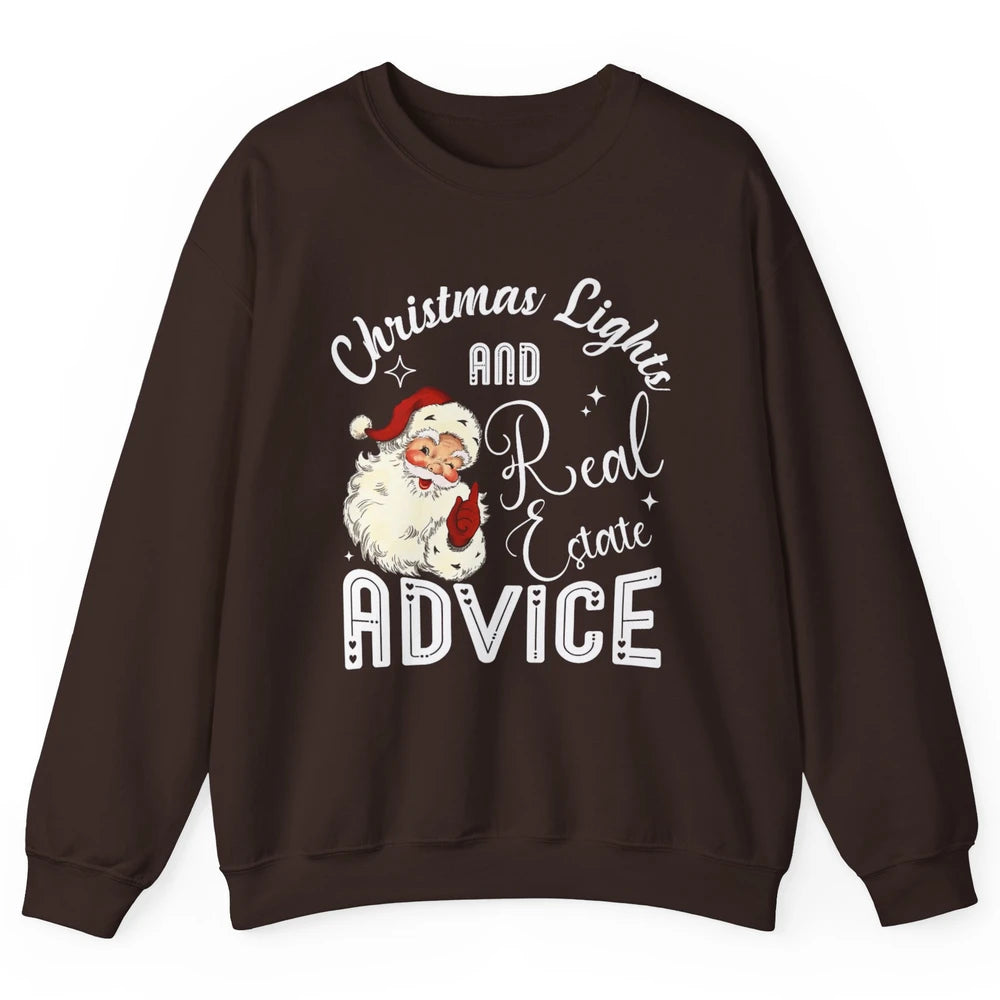Merry Christmas Xmas Lights Santa Realtor Real Estate Advice Unisex Crewneck Sweatshirt