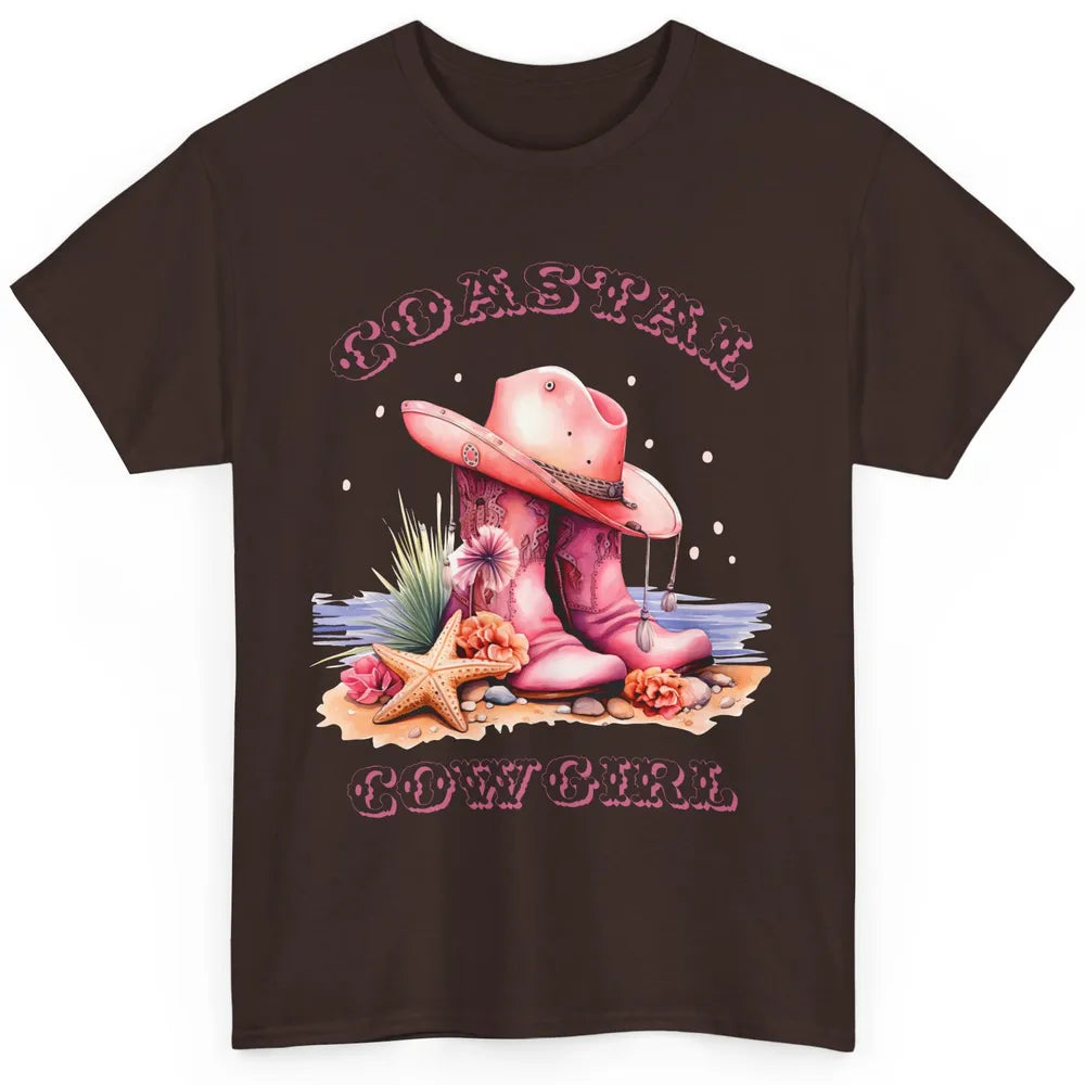 Retro Cowgirl Boots Coastal Cowgirl Western Country Beach Classic Unisex T-Shirt