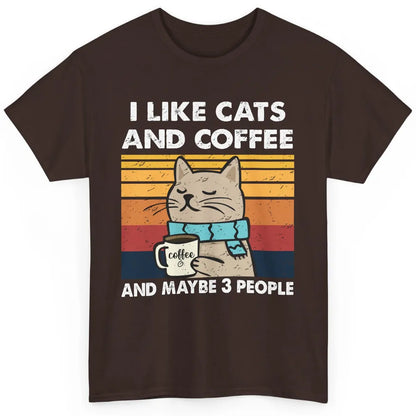 Retro Funny Fall Cat I Like Cats Coffee And Maybe 3 People Classic Unisex T-Shirt