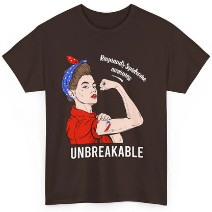 Raynaud's Syndrome Red Blue Ribbon Strong Woman Unbreakable Classic Unisex T-Shirt