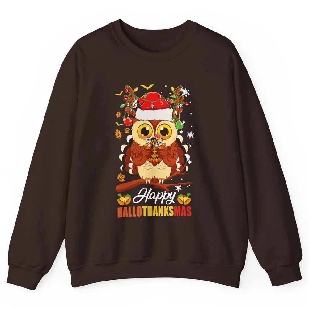 Owl Halloween Owl Thanksgiving Owl Christmas Owl Lovers Gift Unisex Crewneck Sweatshirt