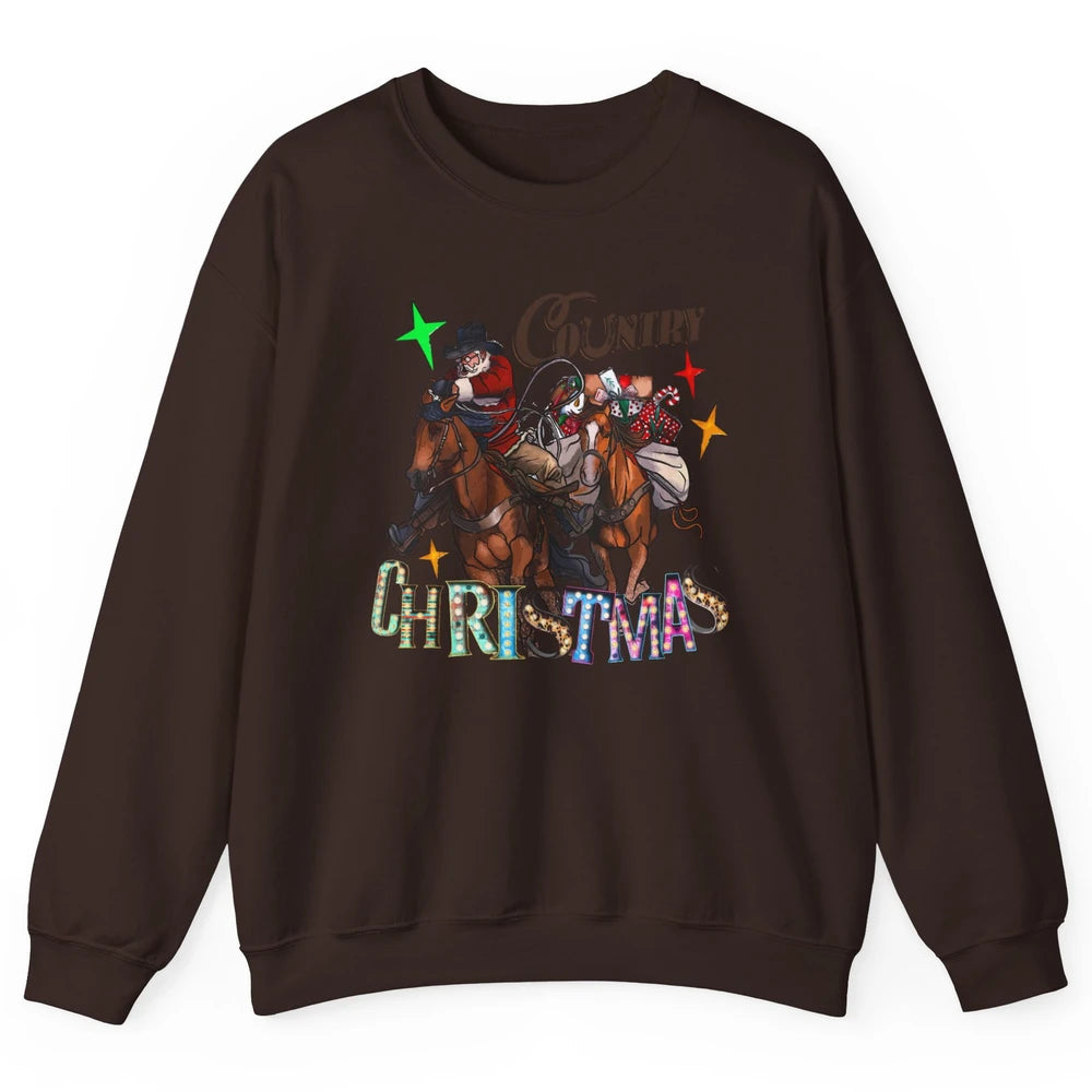 Santa Claus Country Christmas Y'all Western Country Cowboy Unisex Crewneck Sweatshirt