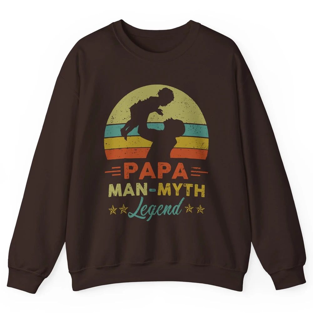 Papa Man Myth Legend Fathers Day Vintage Unisex Crewneck Sweatshirt