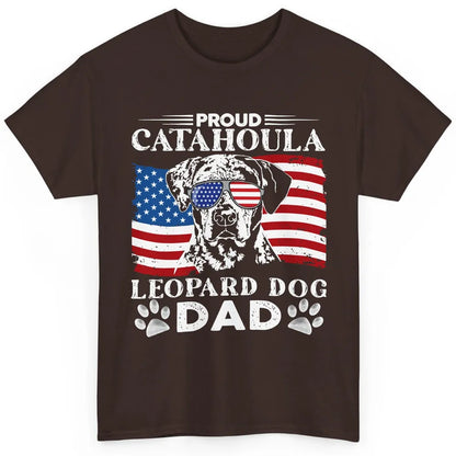 Proud Catahoula Leopard Dog Dad US Flag Patriotic 4th July Classic Unisex T-Shirt