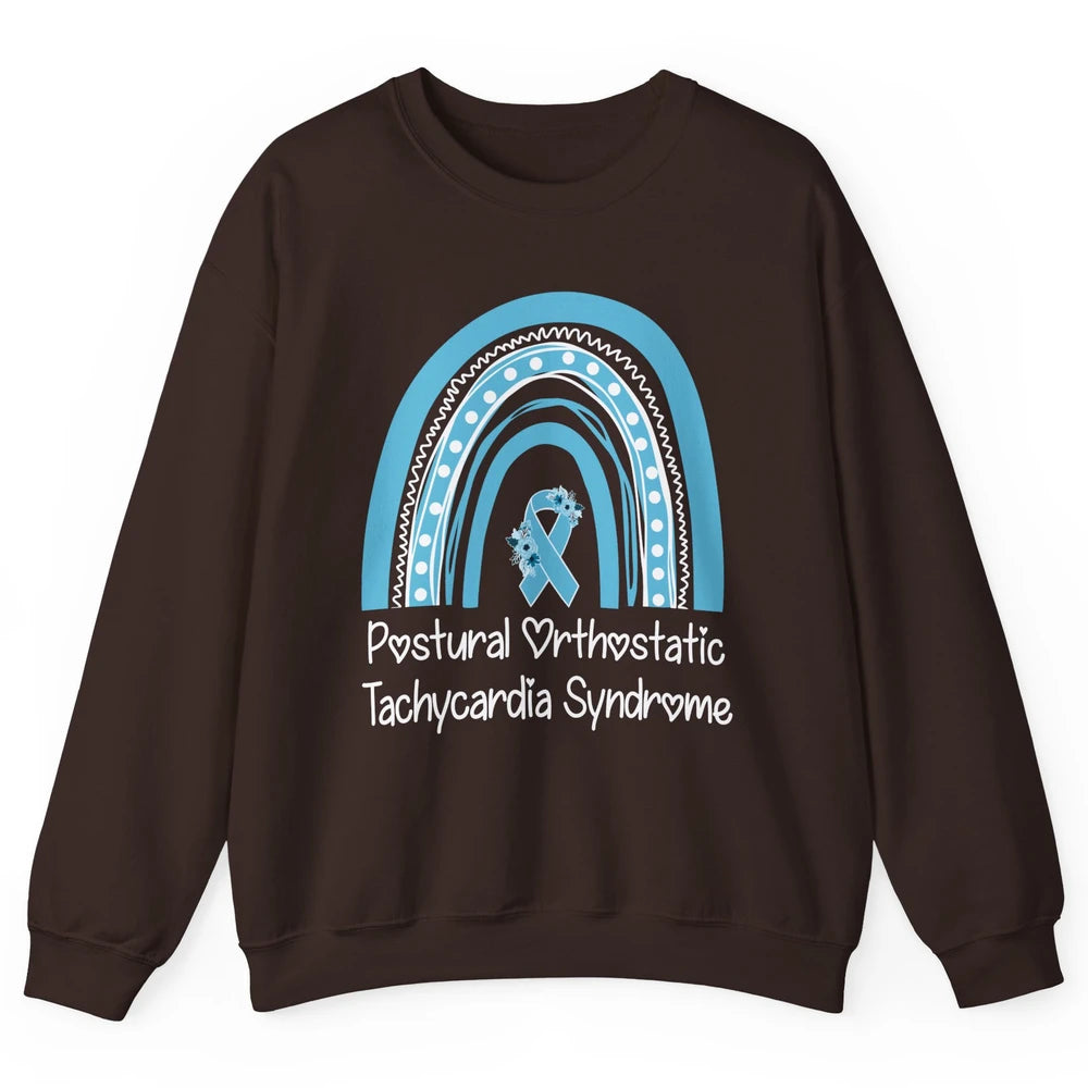 Postural Orthostatic Tachycardia Syndrome Turquoise Rainbow Unisex Crewneck Sweatshirt