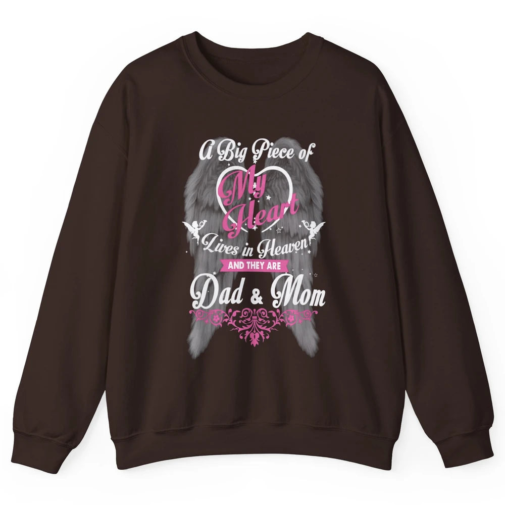 Parents Heaven Dad And Mom In Heaven Angel Wings Guardian Unisex Crewneck Sweatshirt