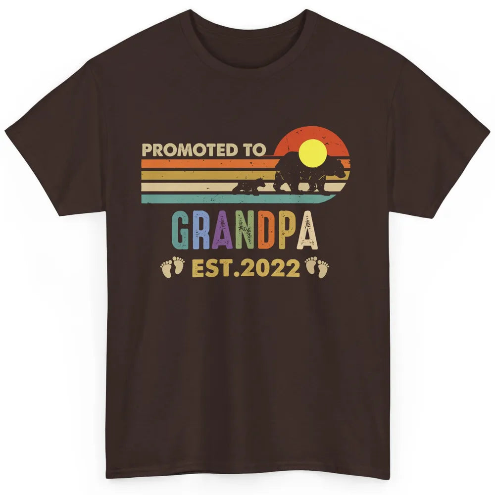 Retro Bear Sunset Promoted To Grandpa Est 2022 Grandpa Gift Classic Unisex T-Shirt