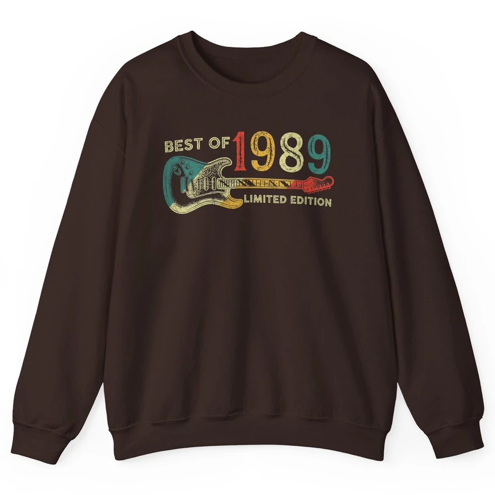 Retro 1989 Electric Guitar Birthday Guitarist Vintage 80s Unisex Crewneck Sweatshirt