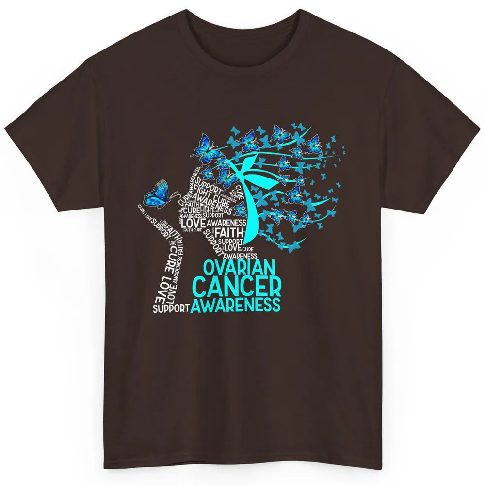 Ovarian Cancer Awareness Hope Love Cure Teal Ribbon Classic Unisex T-Shirt