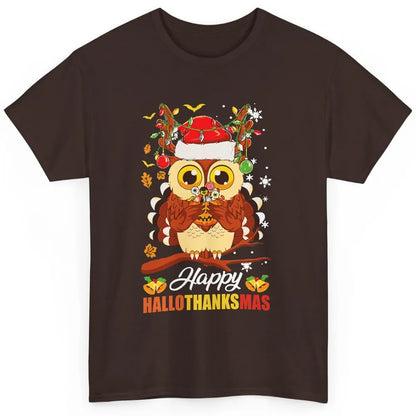Owl Halloween Owl Thanksgiving Owl Christmas Owl Lovers Gift Classic Unisex T-Shirt