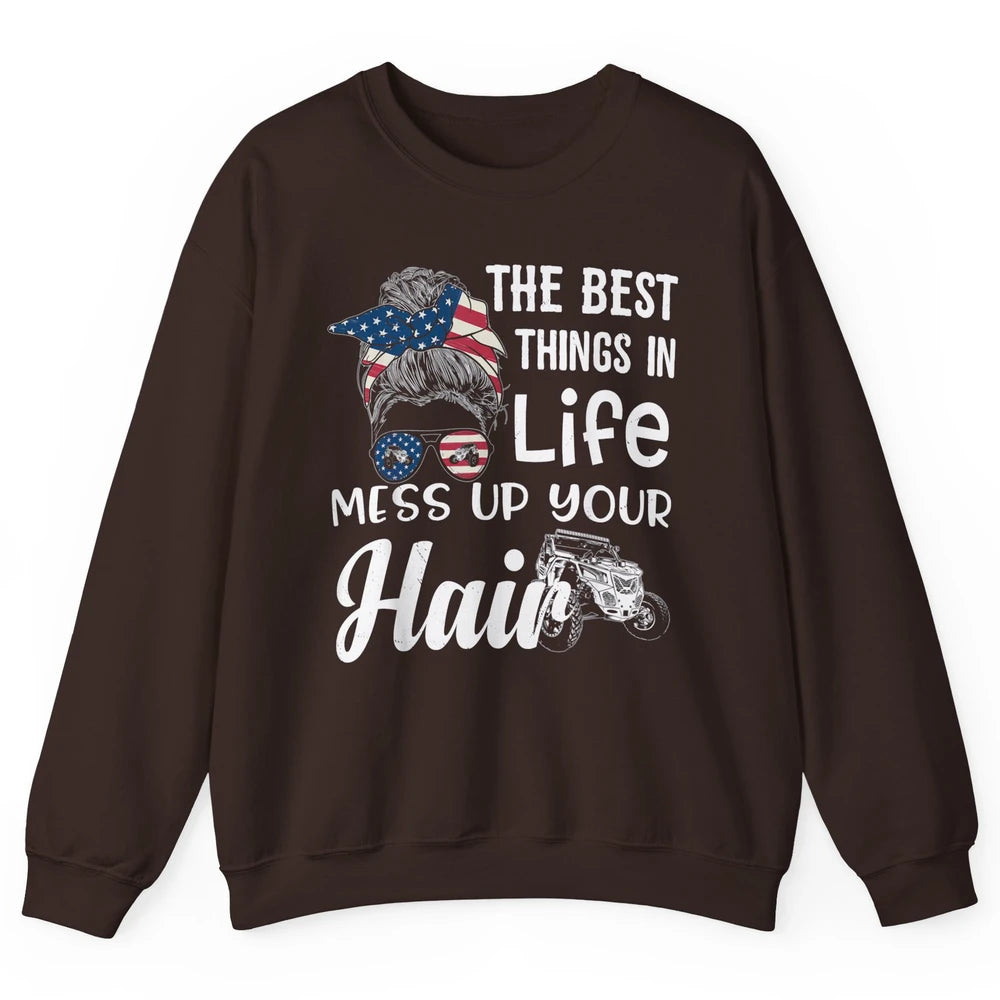 Retro Mess Up Your Hair Motocross Quad Biker ATV SXS Offroad Unisex Crewneck Sweatshirt