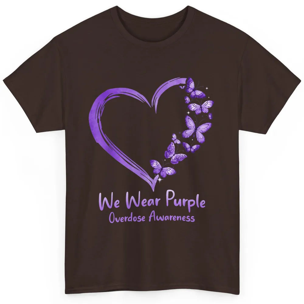 Overdose Awareness Month Love Purple Butterfly Heart Warrior Classic Unisex T-Shirt