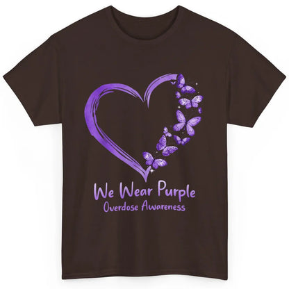Overdose Awareness Month Love Purple Butterfly Heart Warrior Classic Unisex T-Shirt