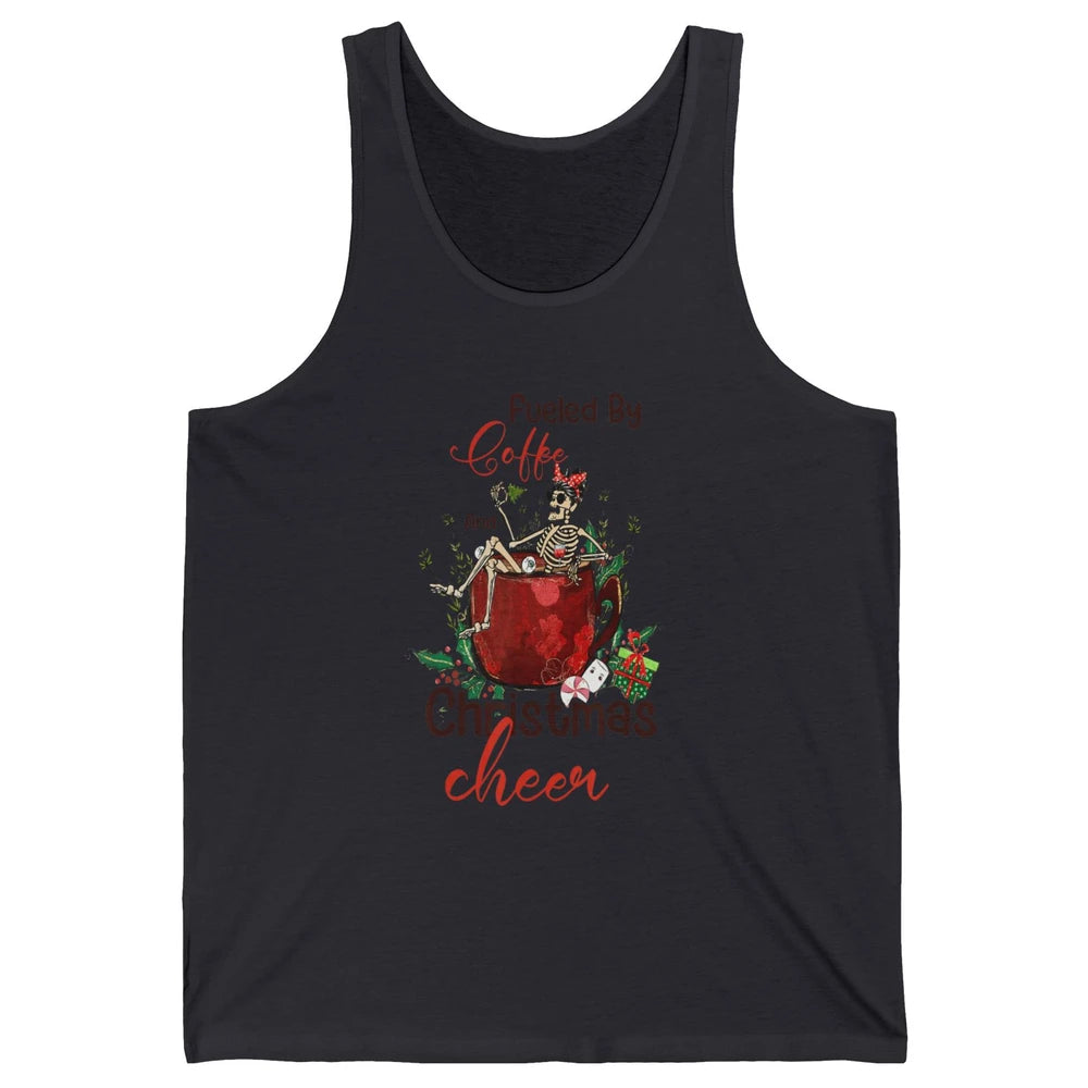 Merry Christmas Skeleton Drink Fueled By Coffee Xmas Latte Unisex Jersey Tank