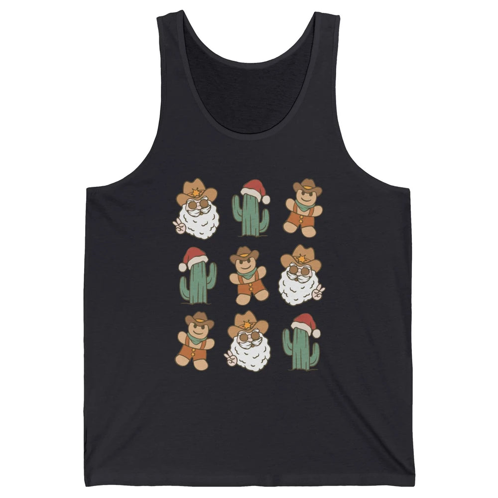 Cowboy Santa Gingerbread Desert Cactus Western Country Xmas Unisex Jersey Tank