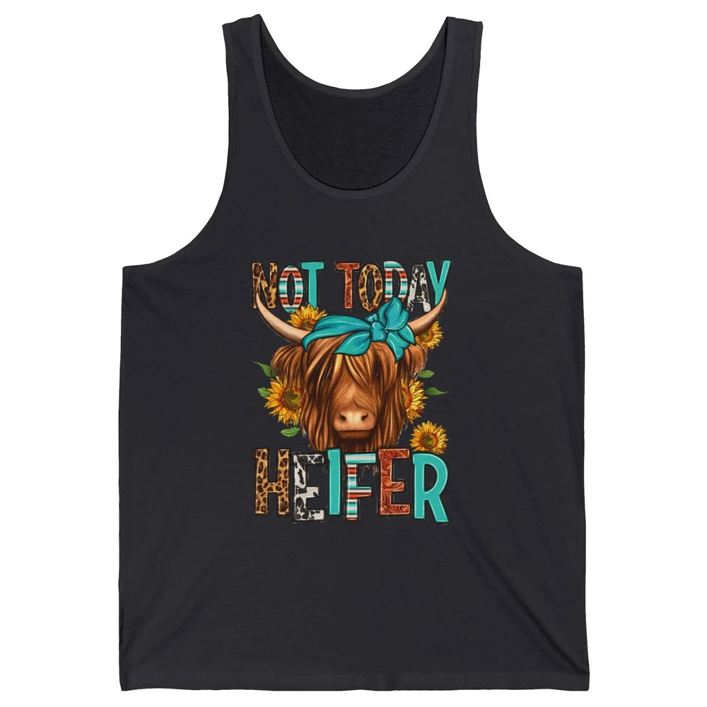 Leopard Highland Cow Bandana Not Today Heifer Western Animal Unisex Jersey Tank