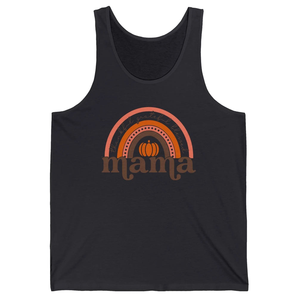Pumpkin Rainbow Thankful Grateful Blessed Mama Thanksgiving Unisex Jersey Tank