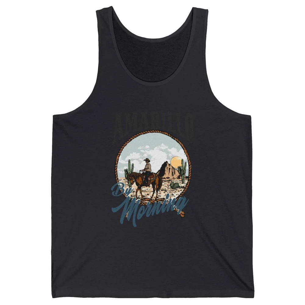 Retro Desert Cowboy Riding Horse Amarillo By Morning Western Unisex Jersey Tank