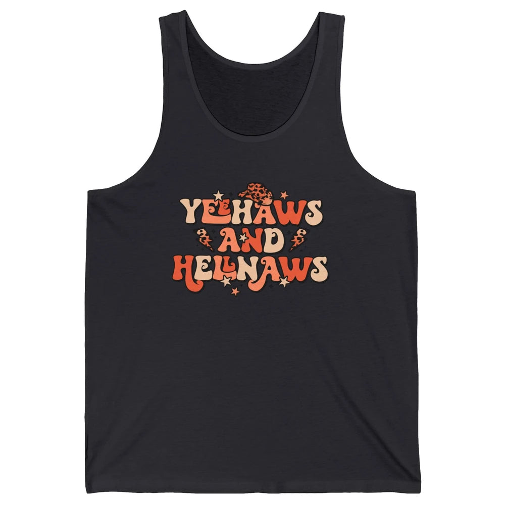 Retro Cowboy Leopard Yeehaws And Hell Naws Western Country Unisex Jersey Tank