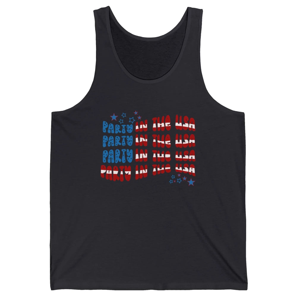 Retro July 4th Party In The USA Retro Stripe Star US Patriot Unisex Jersey Tank