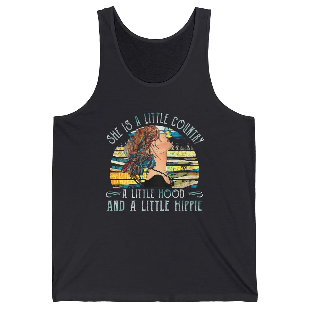 Retro Hippie Girl She's A Little Country A Little Hood Peace Unisex Jersey Tank