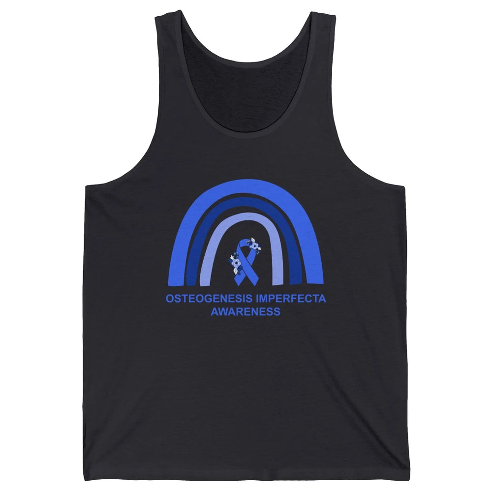 Osteogenesis Imperfecta Awareness OI Floral Blue Rainbow Unisex Jersey Tank