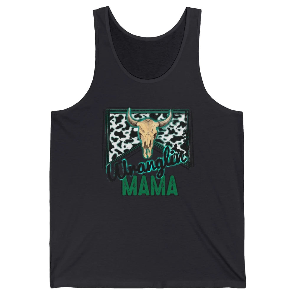 Retro Cowhide Bull Skull Wrangling Mama Western Country Girl Unisex Jersey Tank