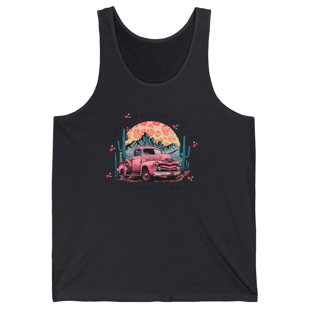 Retro Desert Cactus Got A Heart Like Truck Western Valentine Unisex Jersey Tank
