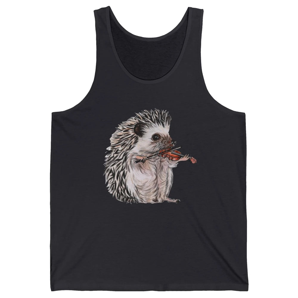 Retro Hedgehog Playing Viloin Musician Violinist Hedgehog Unisex Jersey Tank