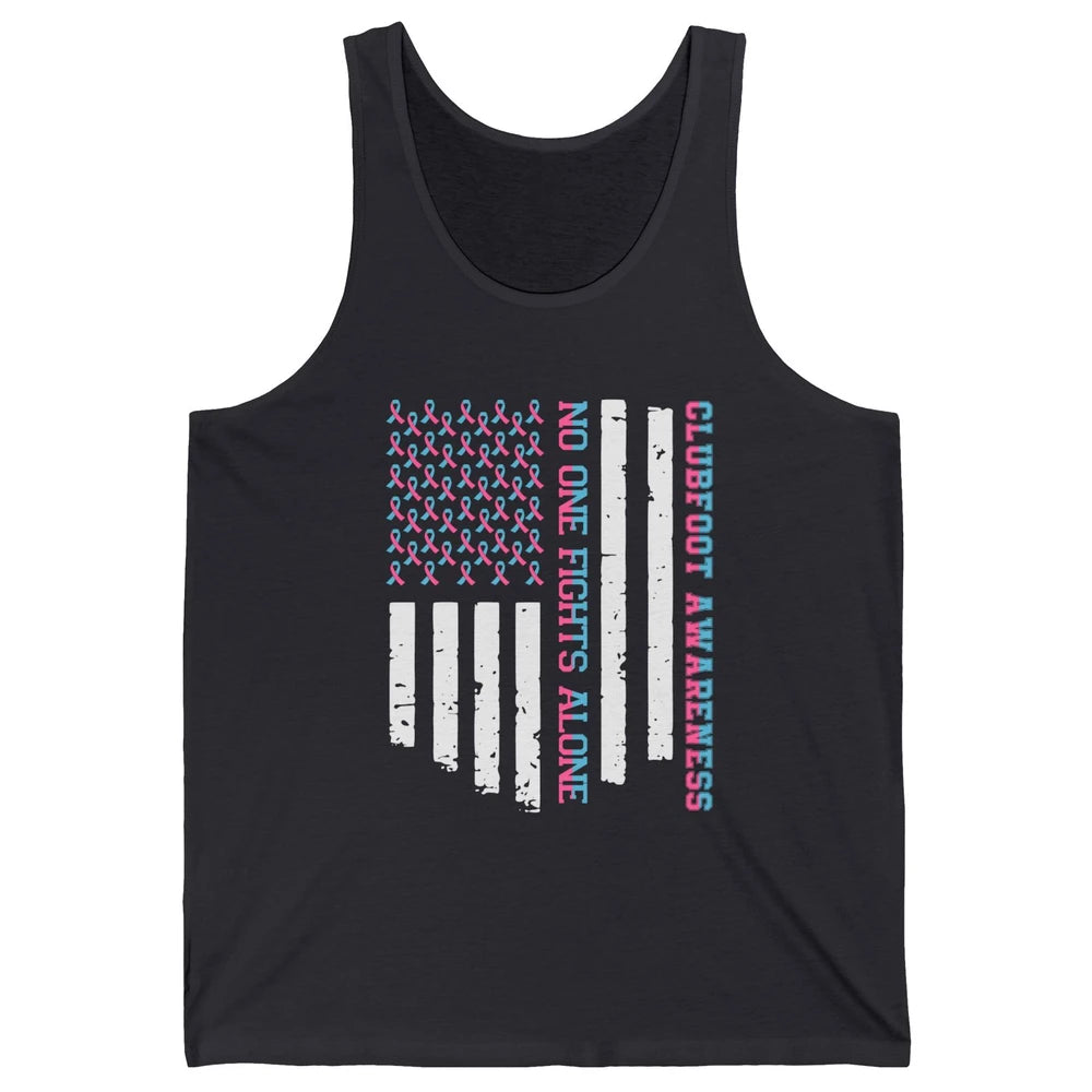 Retro Clubfoot Awareness Ribbon No One Fight Alone US Flag Unisex Jersey Tank