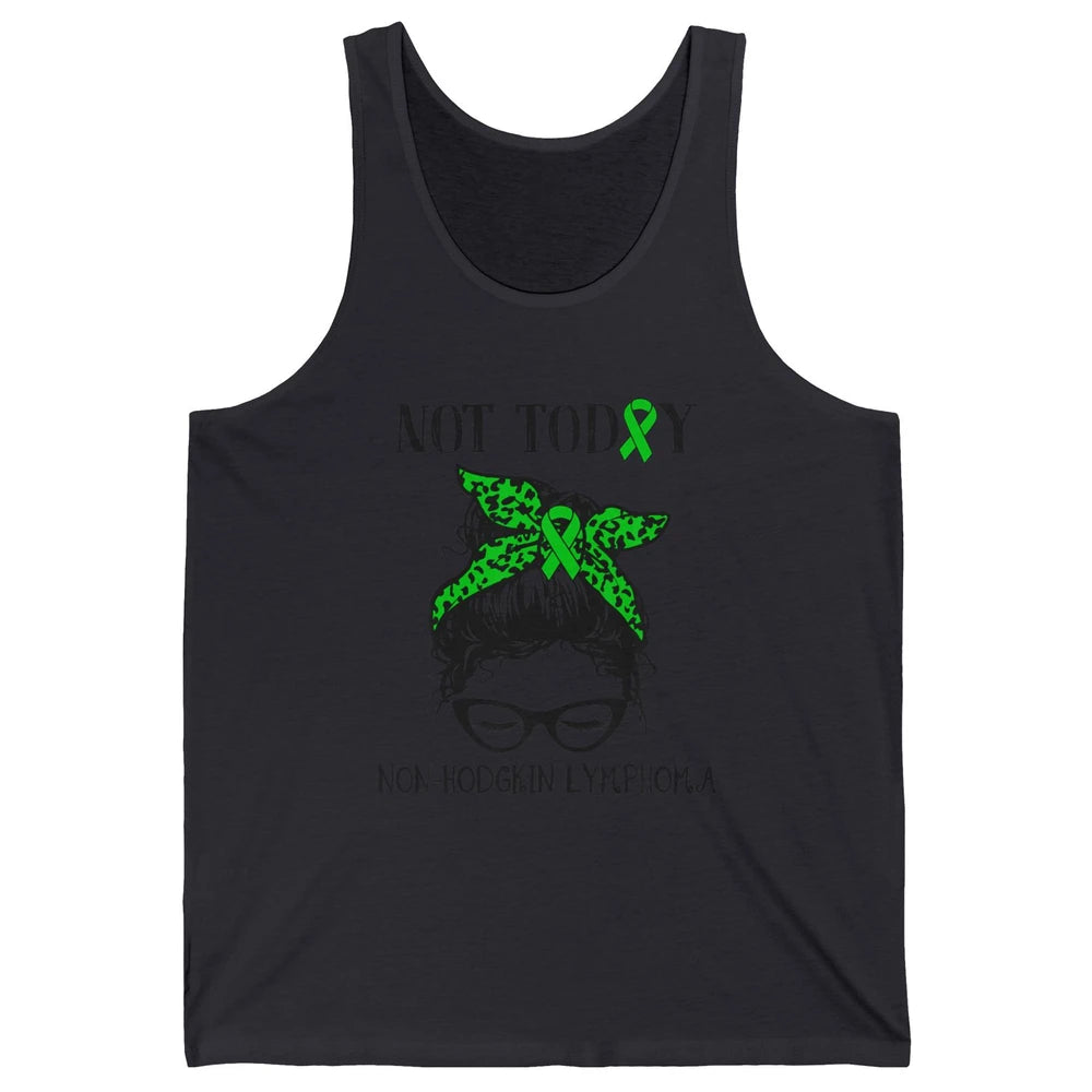 Non-Hodgkin Lymphoma Cancer Warrior Messy Hair Leopard Green Unisex Jersey Tank