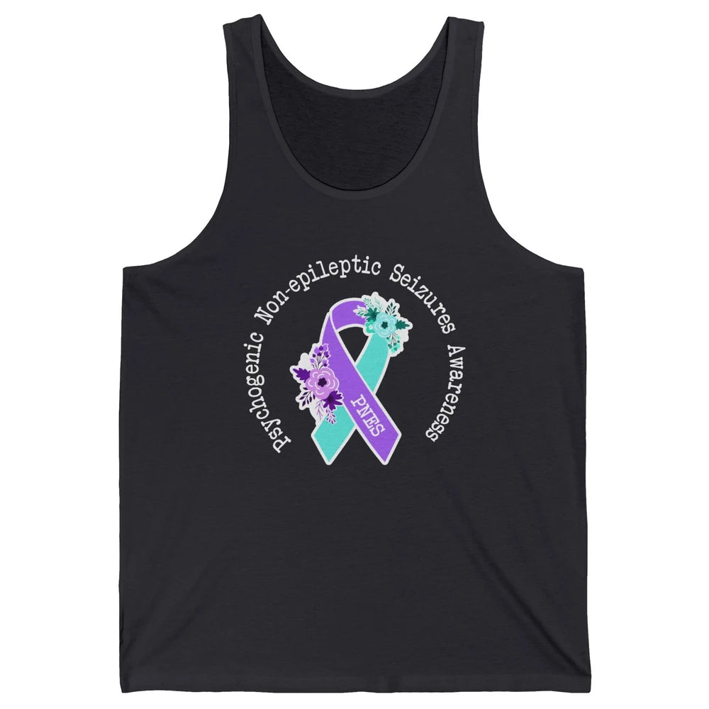 Psychogenic Non-epileptic Seizures PNES Purple Teal Ribbon Unisex Jersey Tank